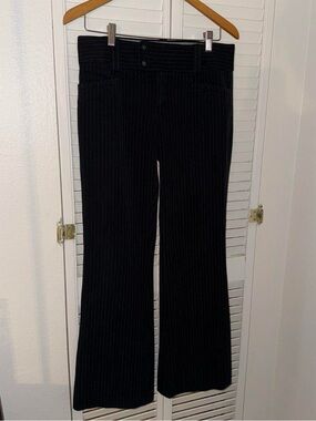 Black Low Rise Pinstripe Wide-Leg Pants